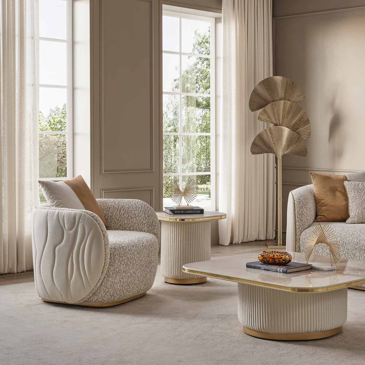 Gineverra Ivory Gold Chair Biscotti Ivory Gold from Michael Amini - Luna Furniture