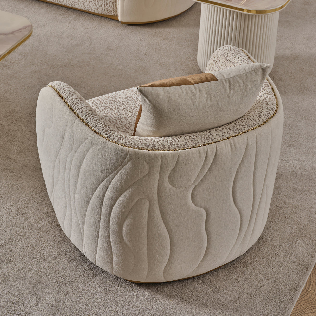 Gineverra Ivory Gold Chair Biscotti Ivory Gold from Michael Amini - Luna Furniture