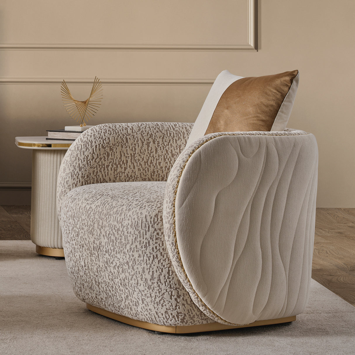 Gineverra Ivory Gold Chair Biscotti Ivory Gold from Michael Amini - Luna Furniture