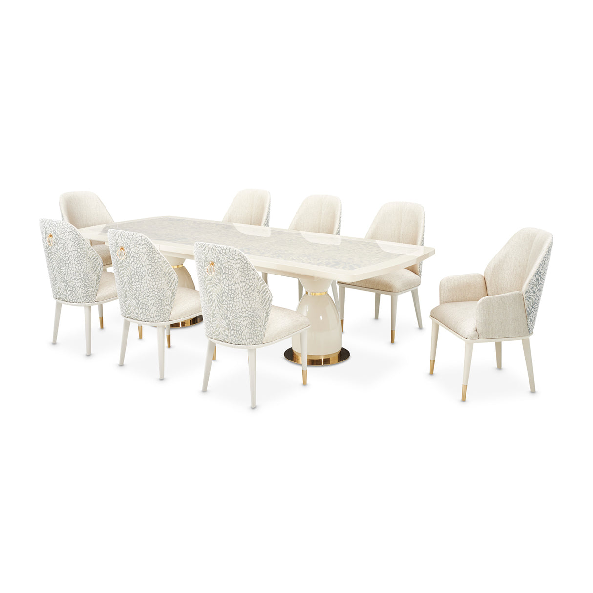 Lisbon Silken Matte Cream Dining Table from Michael Amini - Luna Furniture