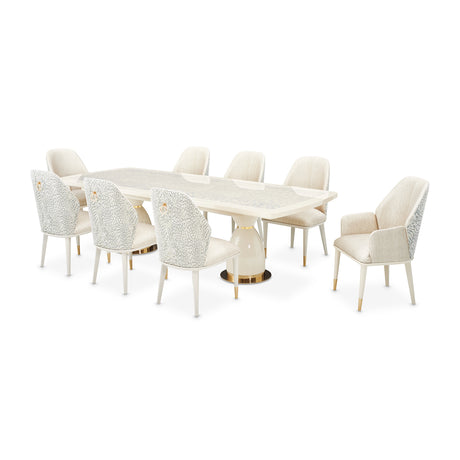 Lisbon Silken Matte Cream Dining Table from Michael Amini - Luna Furniture