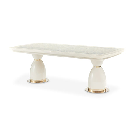 Lisbon Silken Matte Cream Dining Table from Michael Amini - Luna Furniture