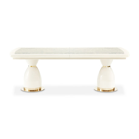 Lisbon Silken Matte Cream Dining Table from Michael Amini - Luna Furniture