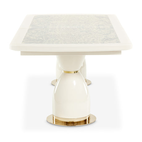 Lisbon Silken Matte Cream Dining Table from Michael Amini - Luna Furniture