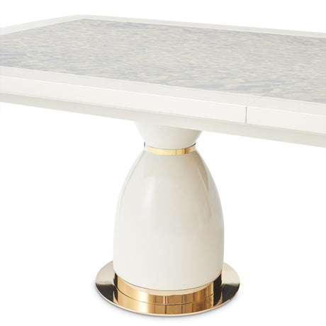 Lisbon Silken Matte Cream Dining Table from Michael Amini - Luna Furniture