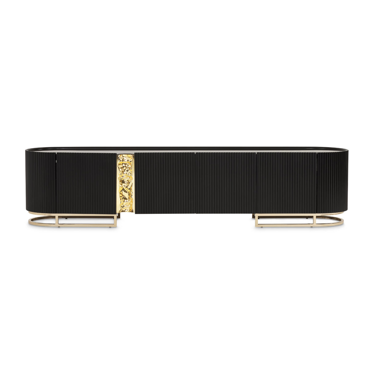 Lisbon Silken Matte Black Media Cabinet from Michael Amini - Luna Furniture