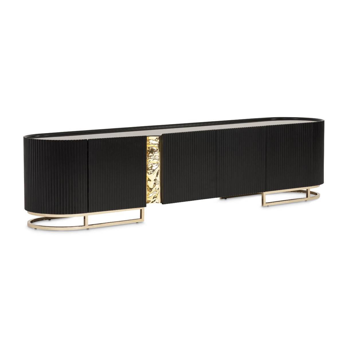 Lisbon Silken Matte Black Media Cabinet from Michael Amini - Luna Furniture