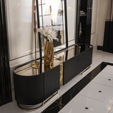 Lisbon Silken Matte Black Media Cabinet from Michael Amini - Luna Furniture