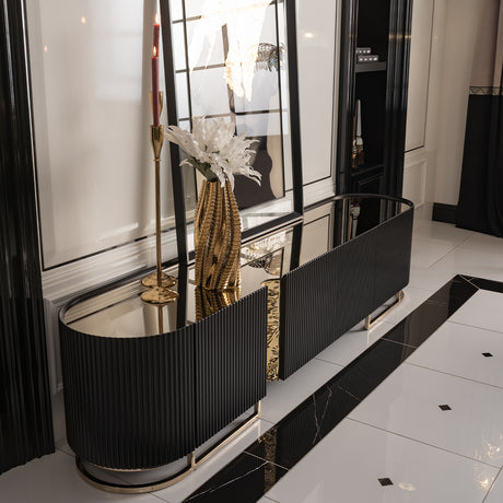 Lisbon Silken Matte Black Media Cabinet from Michael Amini - Luna Furniture