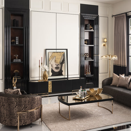 Lisbon Silken Matte Black Media Cabinet from Michael Amini - Luna Furniture