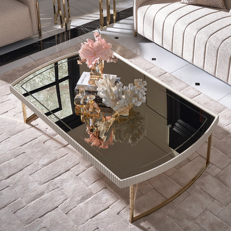 Lisbon Silken Matte Cream Cocktail Table Silken Matte Cream from Michael Amini - Luna Furniture