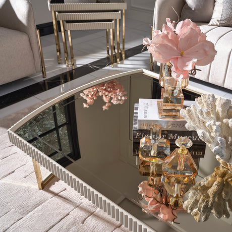 Lisbon Silken Matte Cream Cocktail Table Silken Matte Cream from Michael Amini - Luna Furniture