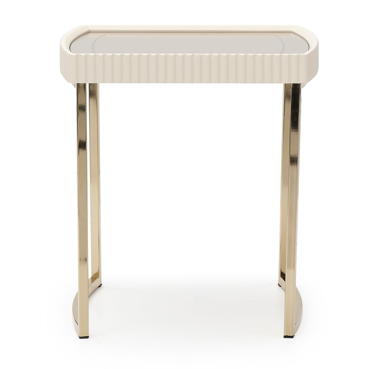 Lisbon Silken Matte Cream Side Table Silken Matte Cream from Michael Amini - Luna Furniture