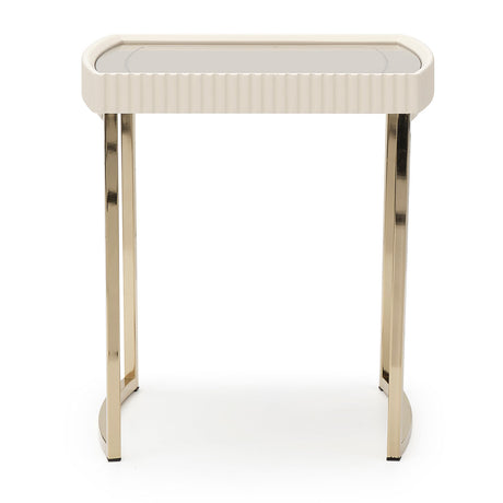 Lisbon Silken Matte Cream Side Table Silken Matte Cream from Michael Amini - Luna Furniture