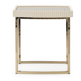 Lisbon Silken Matte Cream Side Table Silken Matte Cream from Michael Amini - Luna Furniture