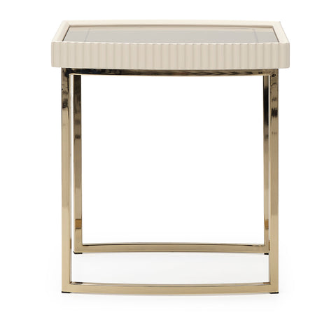 Lisbon Silken Matte Cream Side Table Silken Matte Cream from Michael Amini - Luna Furniture