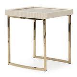 Lisbon Silken Matte Cream Side Table Silken Matte Cream from Michael Amini - Luna Furniture