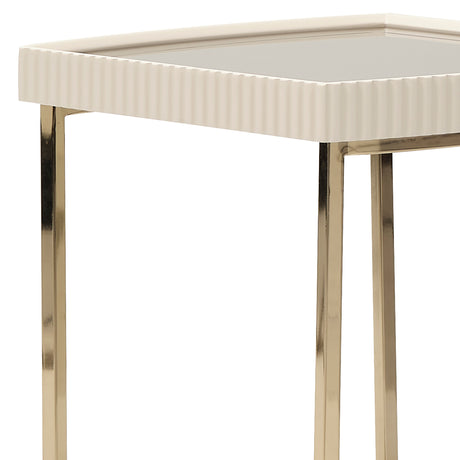 Lisbon Silken Matte Cream Side Table Silken Matte Cream from Michael Amini - Luna Furniture