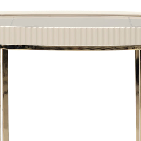 Lisbon Silken Matte Cream Side Table Silken Matte Cream from Michael Amini - Luna Furniture