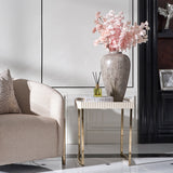 Lisbon Silken Matte Cream Side Table Silken Matte Cream from Michael Amini - Luna Furniture