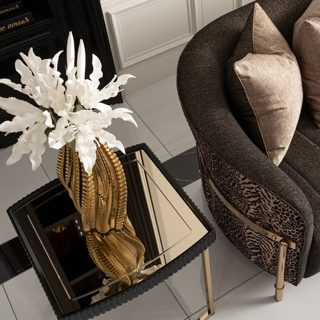Lisbon Silken Matte Black Side Table Silken Matte Black from Michael Amini - Luna Furniture