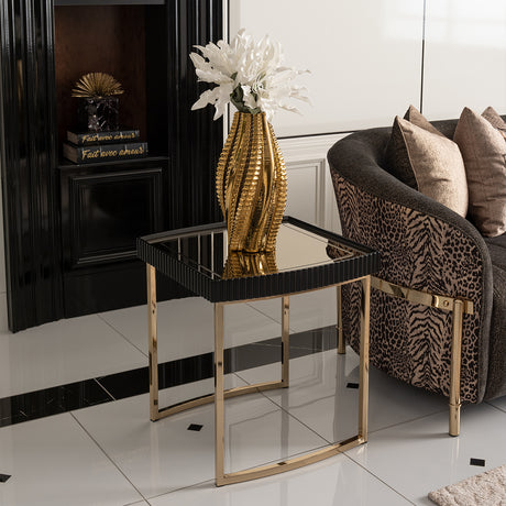 Lisbon Silken Matte Black Side Table Silken Matte Black from Michael Amini - Luna Furniture