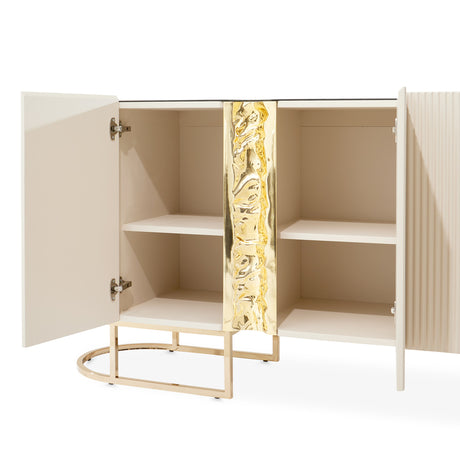 Lisbon Silken Matte Cream Console Table Silken Matte Cream from Michael Amini - Luna Furniture