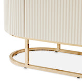 Lisbon Silken Matte Cream Console Table Silken Matte Cream from Michael Amini - Luna Furniture
