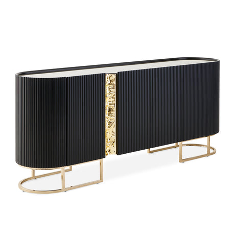 Lisbon Silken Matte Black Console Table Silken Matte Black from Michael Amini - Luna Furniture