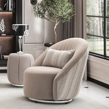 Lucca Silver Swivel Chair Silver from Michael Amini - Luna Furniture