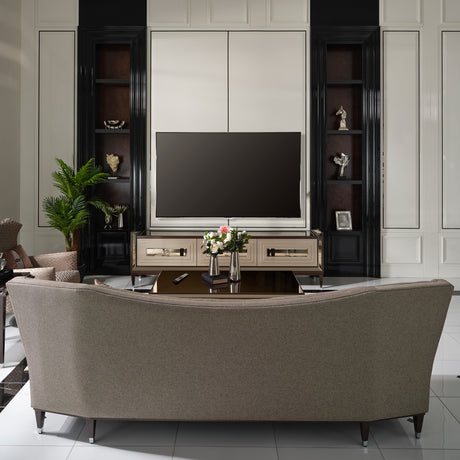 Lousanne Glossy Mocha Sand Media Cabinet from Michael Amini - Luna Furniture