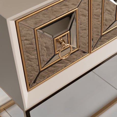 Madison Glistening Gold Small Console W/leg Glistenin from Michael Amini - Luna Furniture