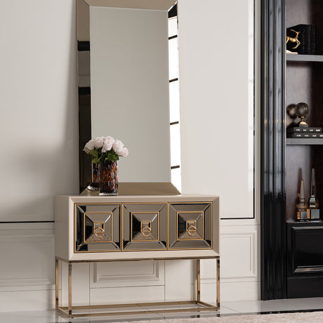 Madison Glistening Gold Small Console W/leg Glistenin from Michael Amini - Luna Furniture