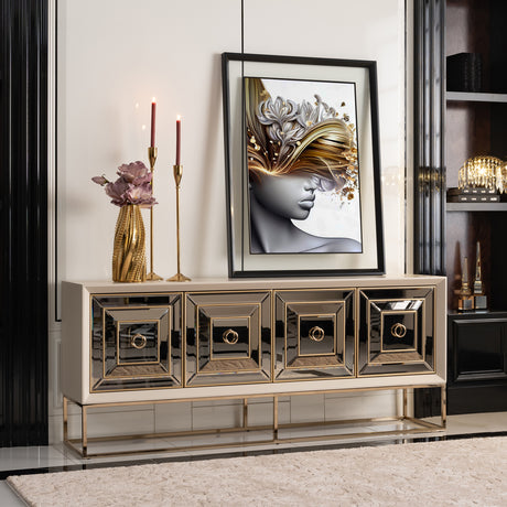 Madison Glistening Gold Console 2pc Glistening Gold from Michael Amini - Luna Furniture