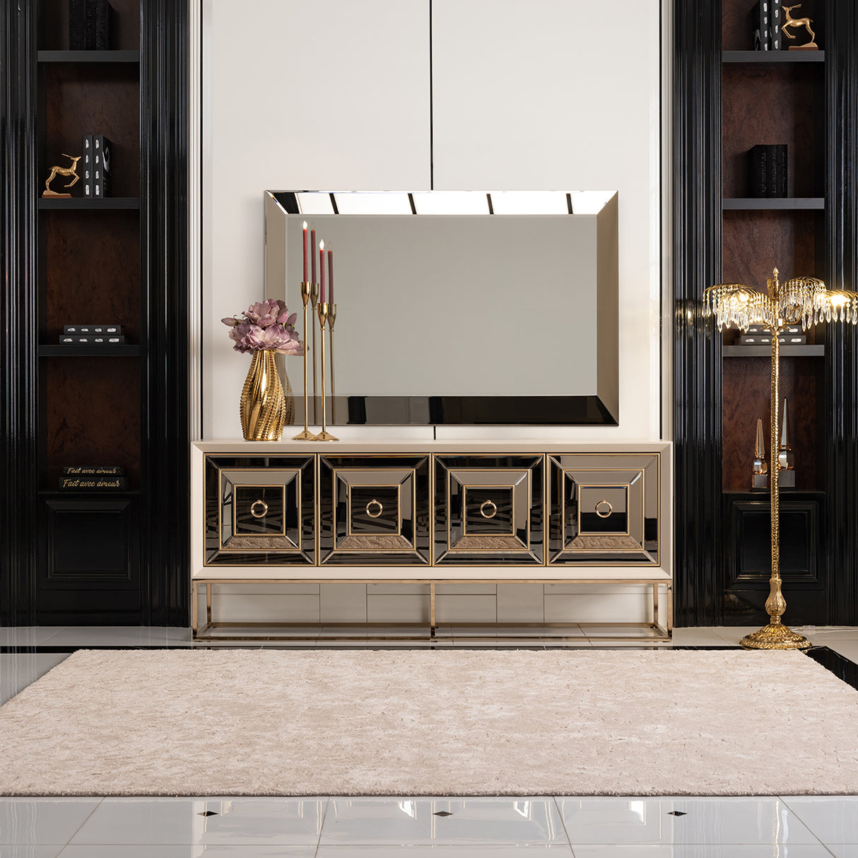 Madison Glistening Gold Console 2pc Glistening Gold from Michael Amini - Luna Furniture