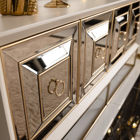 Madison Glistening Gold Console 2pc Glistening Gold from Michael Amini - Luna Furniture