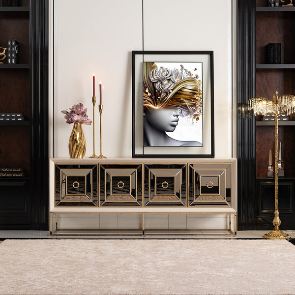 Madison Glistening Gold Console 2pc Glistening Gold