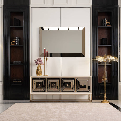 Madison Glistening Gold Wall Mirror Glistening Gold from Michael Amini - Luna Furniture