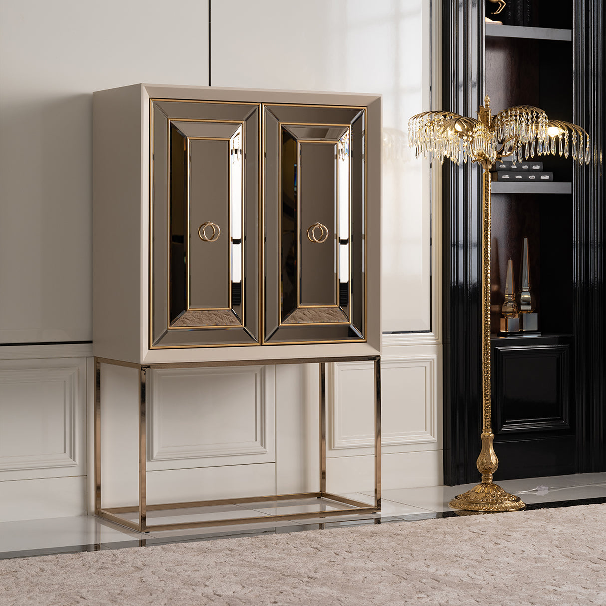 Madison Glistening Gold 2-Piece Bar from Michael Amini - Luna Furniture