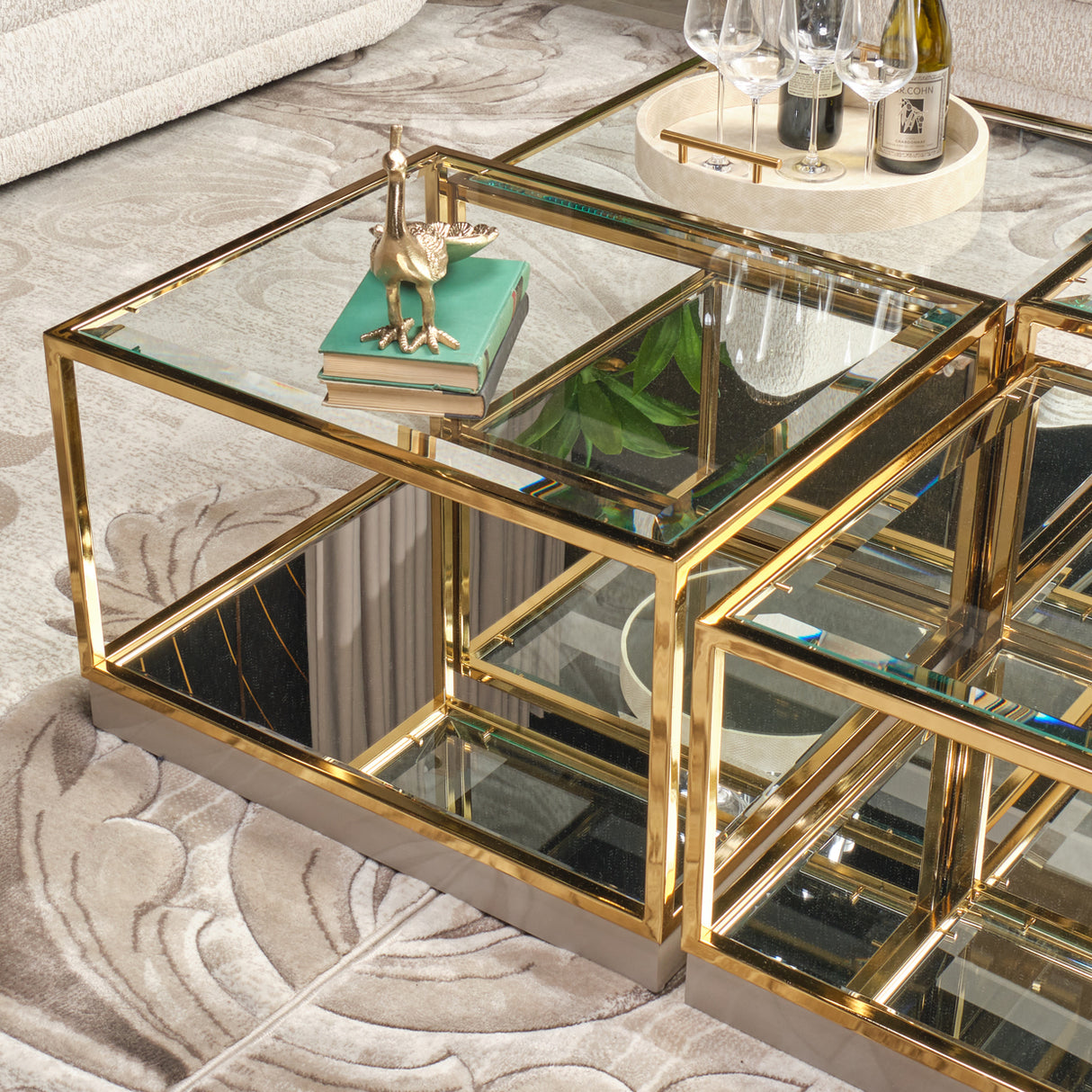 Savannah Breeze Bright Gold Tall Cocktail Table - Set Of 2 from Michael Amini - Luna Furniture