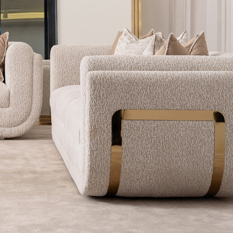 Savannah Breeze Bright Gold Standard Sofa - Cashmere from Michael Amini - Luna Furniture