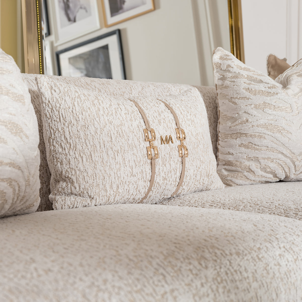 Savannah Breeze Bright Gold Standard Sofa - Cashmere from Michael Amini - Luna Furniture