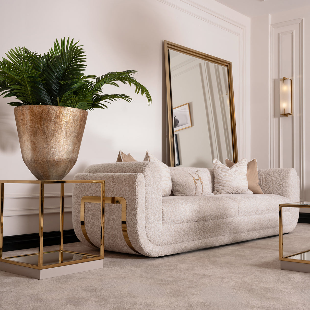 Savannah Breeze Bright Gold Standard Sofa - Cashmere from Michael Amini - Luna Furniture