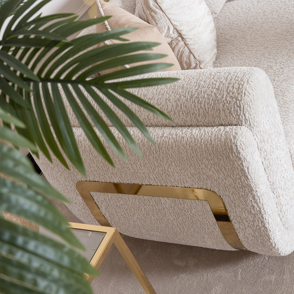 Savannah Breeze Bright Gold Mansion Sofa - Cashmere from Michael Amini - Luna Furniture