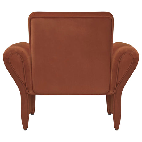 Liana Rust Orange Upholstered Roll Arm Accent Armchair from Coaster - Luna Furniture