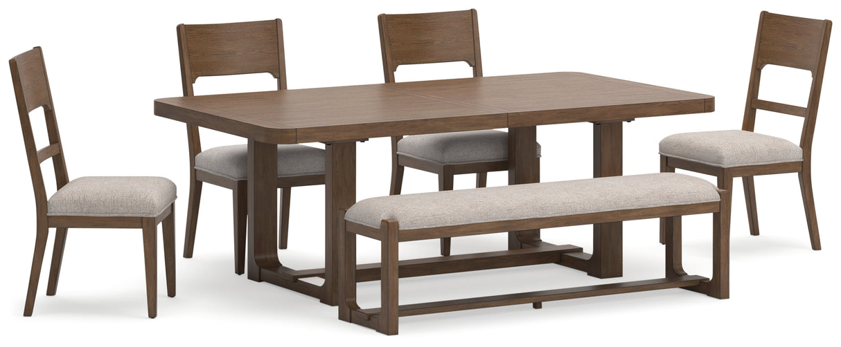 Cabalynn Light Brown Dining Table and 4 Chairs and Bench from Ashley - Luna Furniture