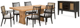 Galliden Light Brown Dining Table and 6 Chairs with Server from Ashley - Luna Furniture