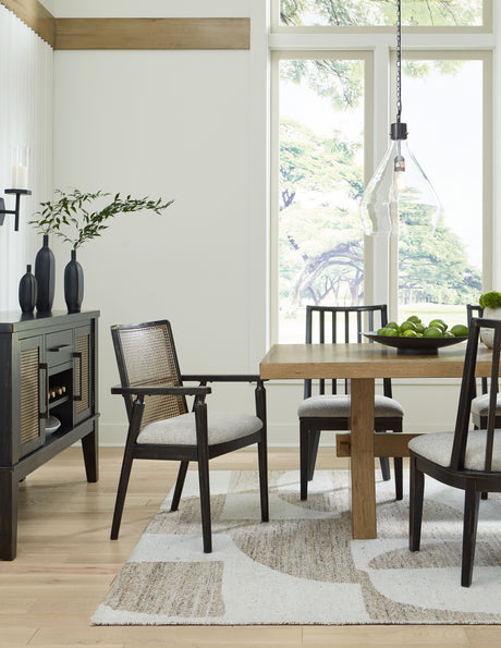 Galliden Light Brown Dining Table and 6 Chairs with Server from Ashley - Luna Furniture