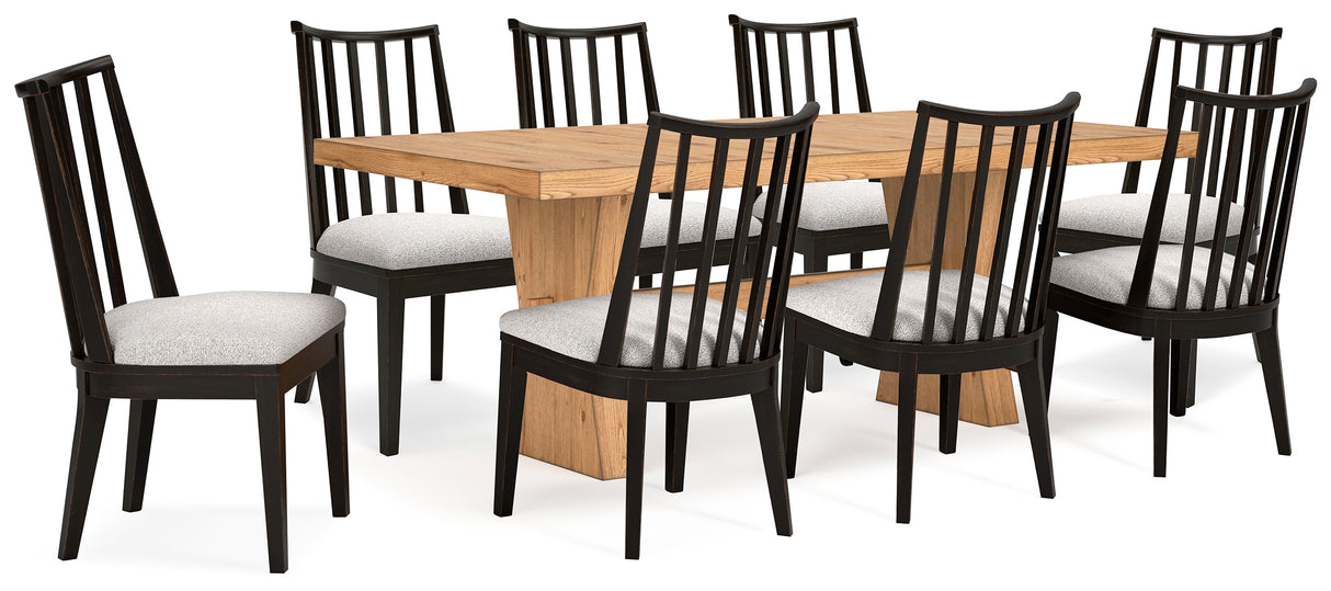 Galliden Light Brown Dining Table and 8 Chairs from Ashley - Luna Furniture