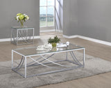 Lille Chrome 2-Piece Glass Top Coffee and End Table Set from Coaster - Luna Furniture